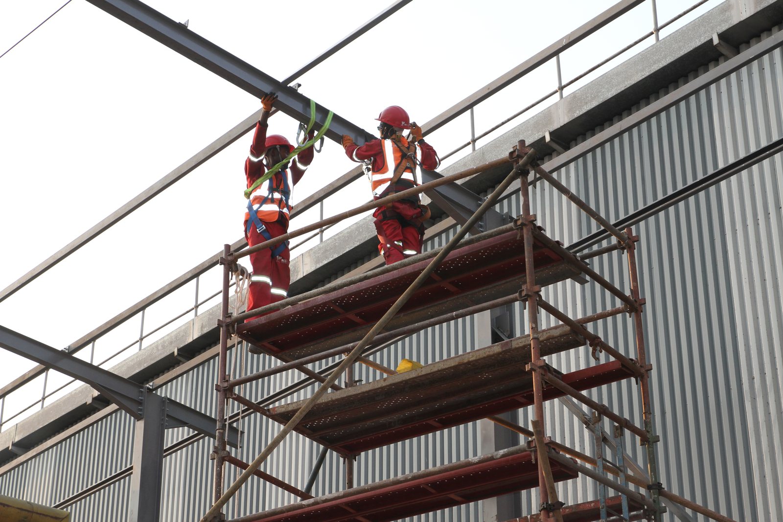 MEIT crew installing a steel structure